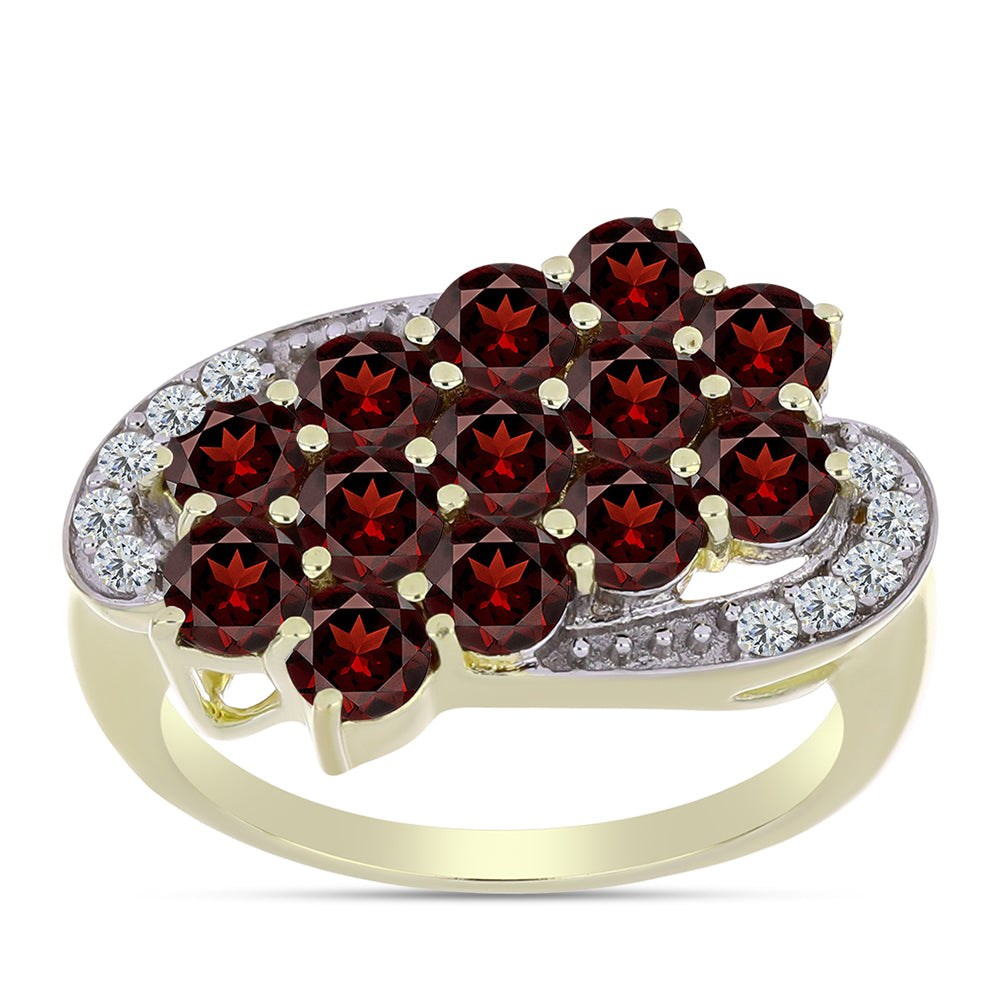 Pozlacený Stříbrný Prsten s Bartonským Granátem a Bílým Topazem 3 