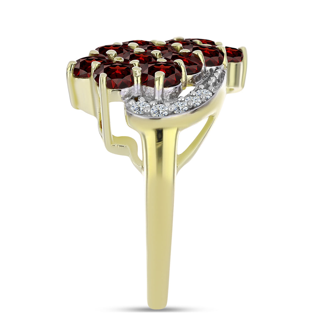 Pozlacený Stříbrný Prsten s Bartonským Granátem a Bílým Topazem 4 