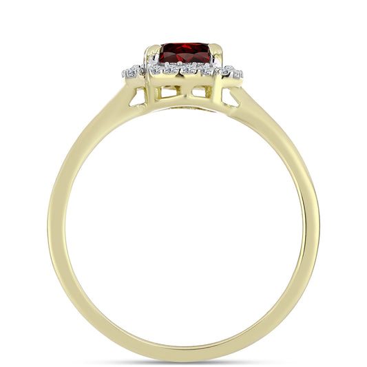 Pozlacené Stříbro 925/1000 - Prsten s Bartonským Granátem a Bílým Topazem - Karátové číslo: 1.09. přibližná hmotnost: 2.33 gramů