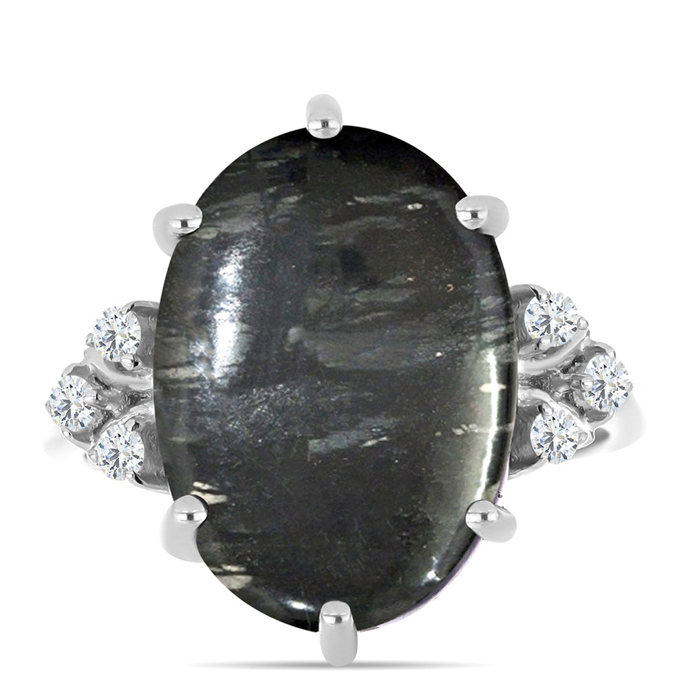 Stříbrný Prsten s Picasso Jaspisem a Bílým Topazem 1 