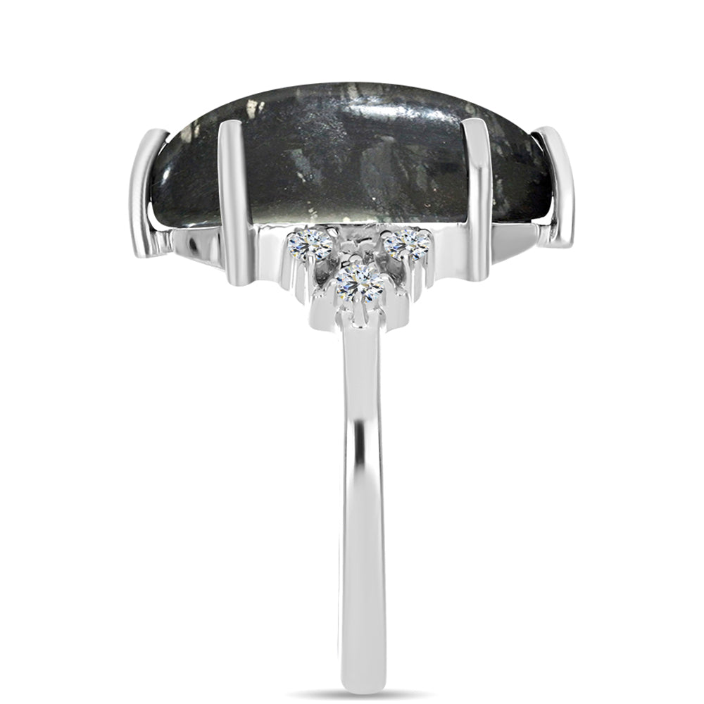 Stříbrný Prsten s Picasso Jaspisem a Bílým Topazem 4 