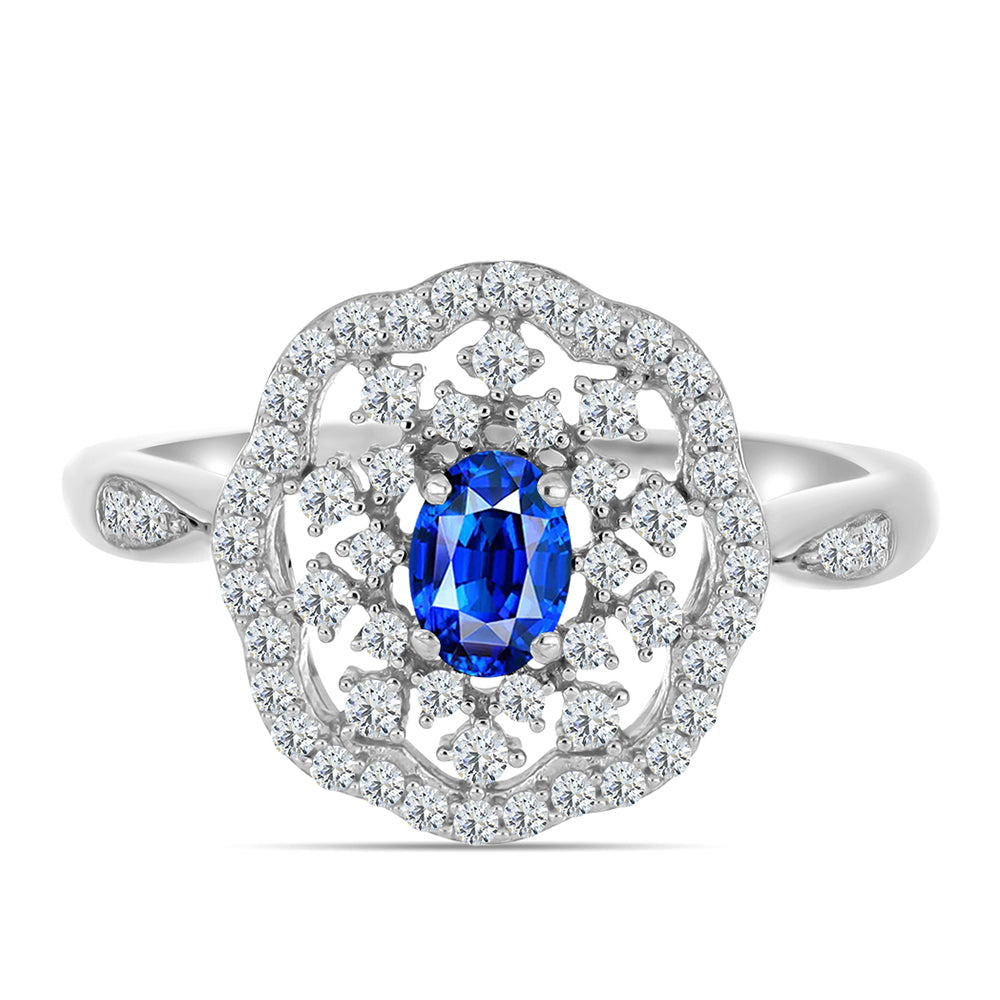 Stříbro 925/1000 Prsten s Australským Modrým Safírem a Bílým Topazem - Karátové číslo: 1.16. přibližná hmotnost: 3.23 gramů 1 