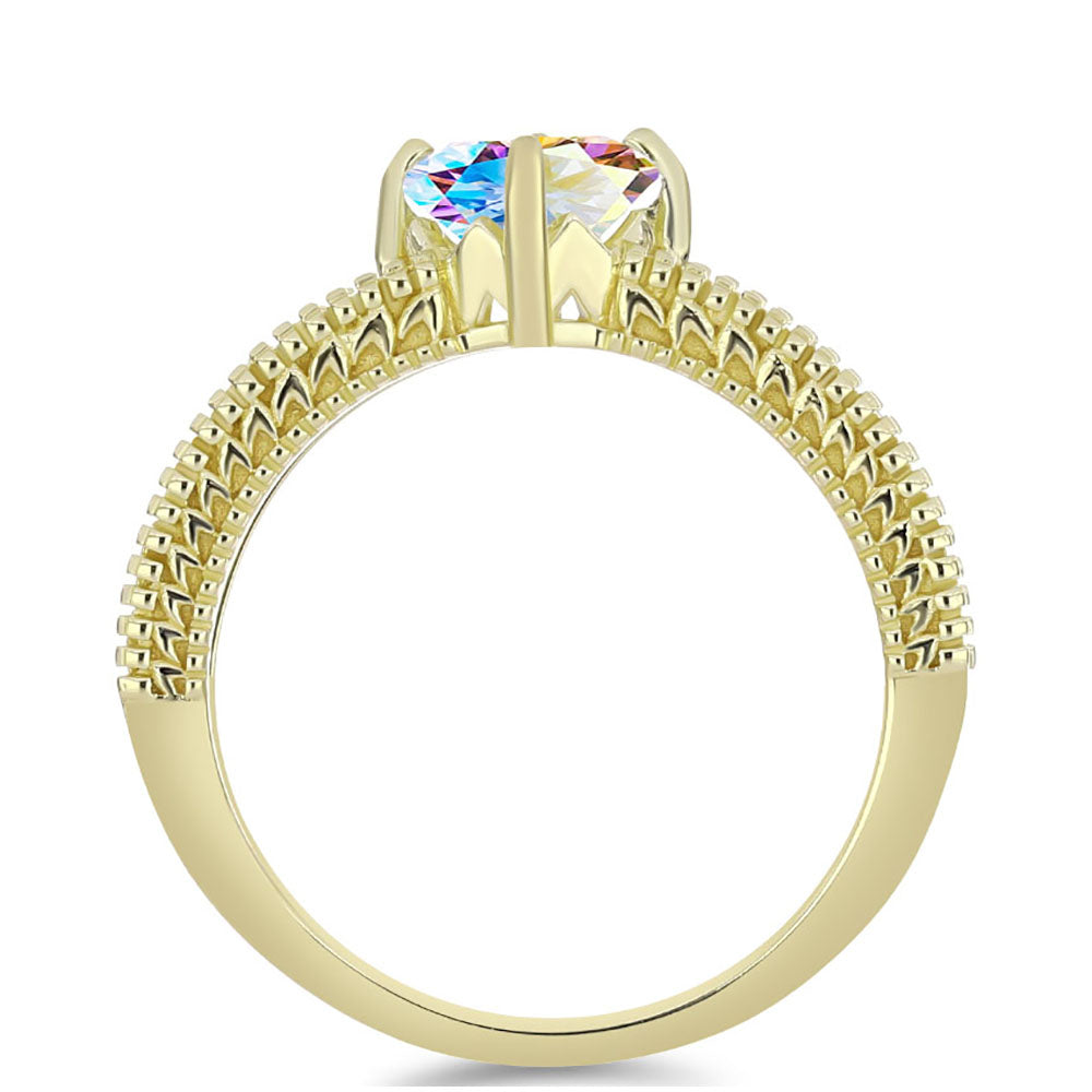 Pozlacené stříbro 925/1000 Prsten s Ledovým Moissanitem - Karátové číslo: 1.23. přibližná hmotnost: 3.81 gramů 2 