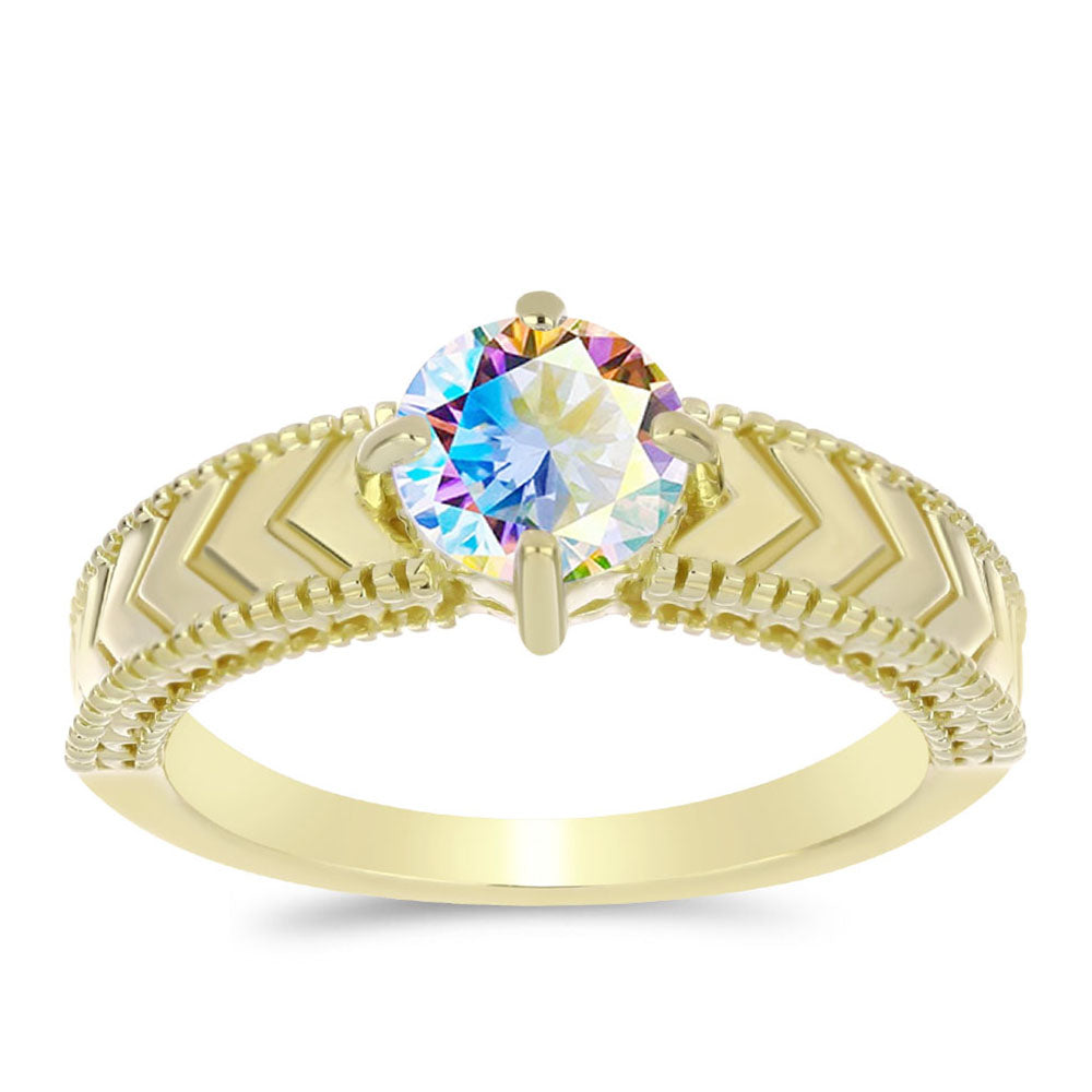 Pozlacené stříbro 925/1000 Prsten s Ledovým Moissanitem - Karátové číslo: 1.23. přibližná hmotnost: 3.81 gramů