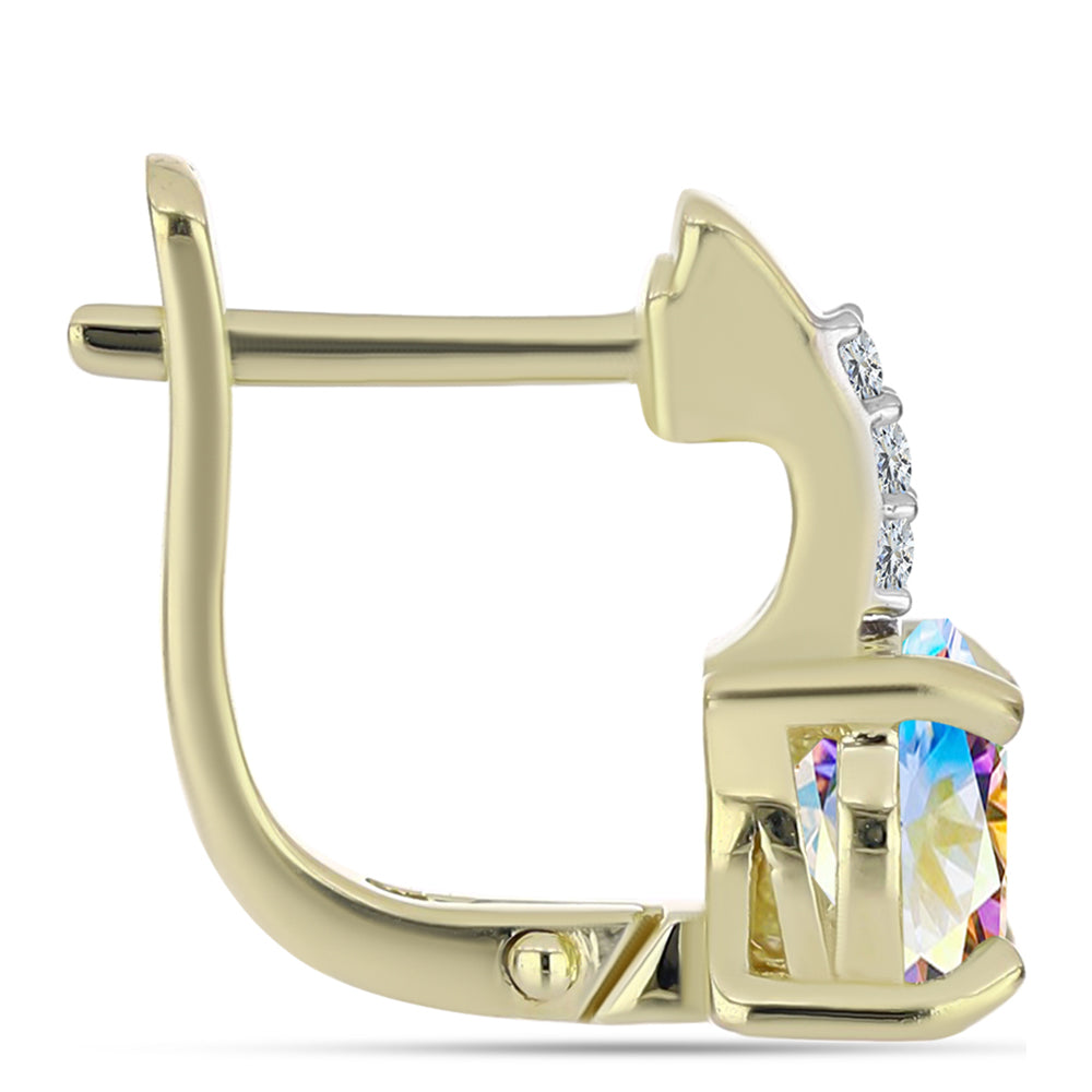 Pozlacené Stříbrné Náušnice s Ledovým Moissanitem a Bílým Topazem 2 