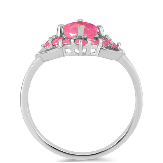 Stříbro 925/1000 - Prsten s Růžovým Opálem z Lega Dembi - Karátové číslo: 0.74. přibližná hmotnost: 1.97 gramů