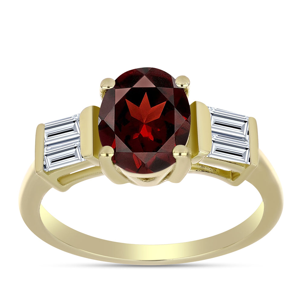 Pozlacený Stříbrný Prsten s Bartonským Granátem a Bílým Topazem 3 