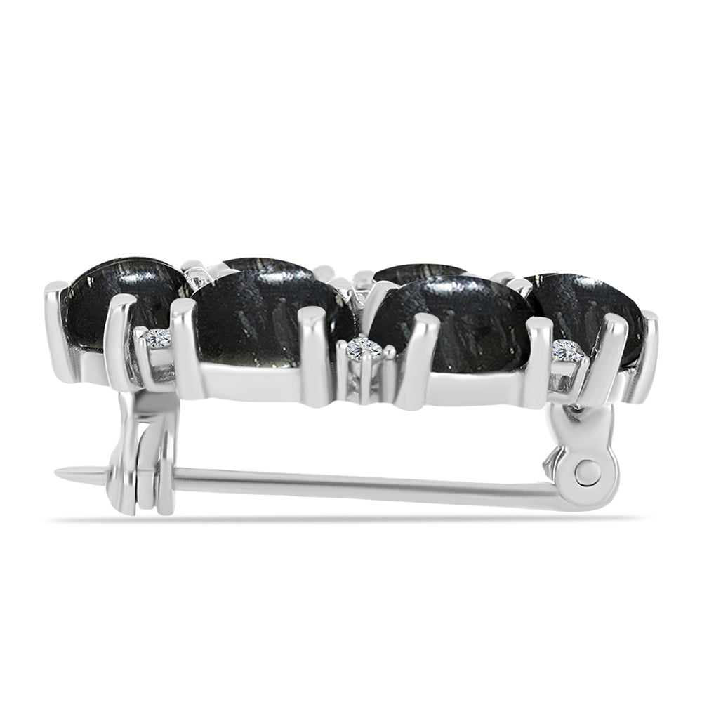 Stříbro 925/1000 - Brož s Picasso Jaspisem a Bílým Topazem - Karátové číslo: 7.34. přibližná hmotnost: 6.1 gramů 2 