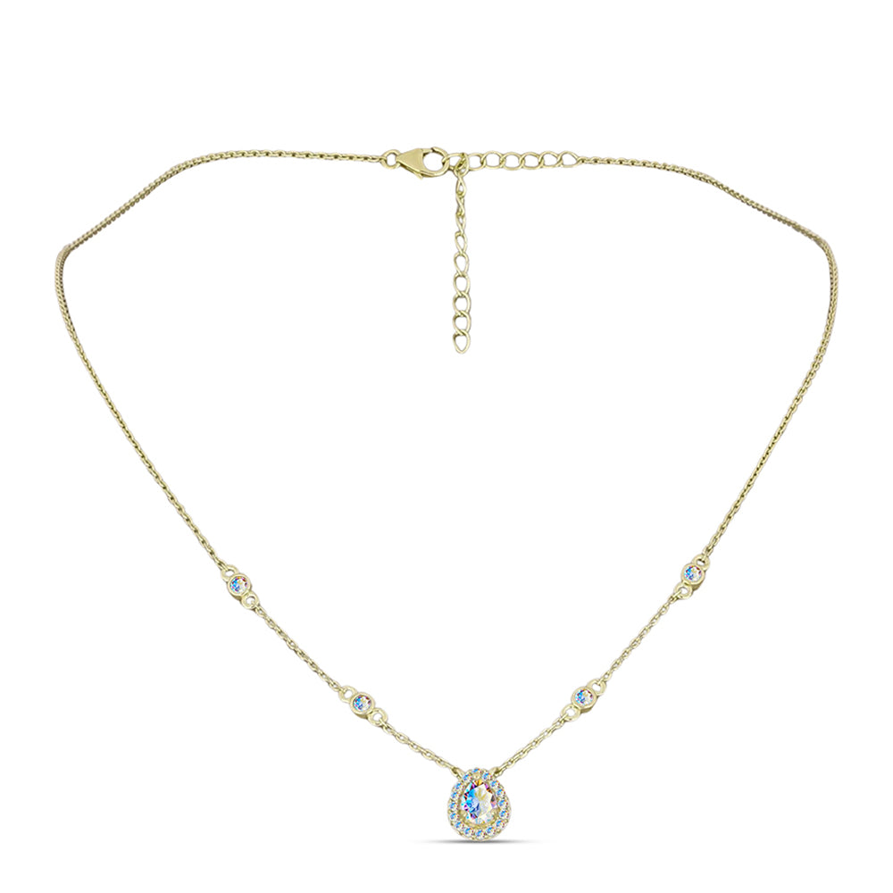 Pozlacené stříbro 925/1000 Náhrdelník s Ledovým Moissanitem - Karátové číslo: 1.17. přibližná hmotnost: 4.25 gramů 1 