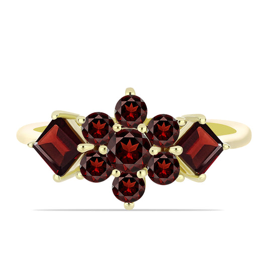 Pozlacené Stříbro 925/1000 - Prsten s Bartonským Granátem - Karátové číslo: 1.97. přibližná hmotnost: 2.4 gramů