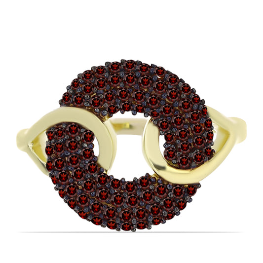 Pozlacené stříbro 925/1000 Prsten s Bartonským Granátem - Karátové číslo: 0.9. přibližná hmotnost: 3.67 gramů