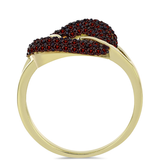 Pozlacené stříbro 925/1000 Prsten s Bartonským Granátem - Karátové číslo: 0.9. přibližná hmotnost: 3.67 gramů