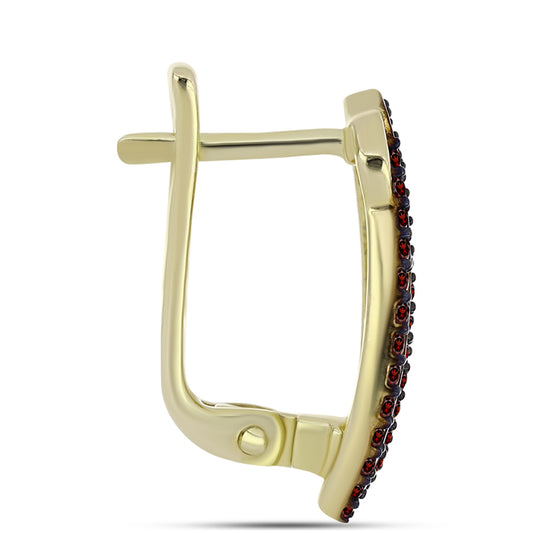 Pozlacené Stříbro 925/1000 - Náušnice s Bartonským Granátem - Karátové číslo: 0.55. přibližná hmotnost: 3.78 gramů