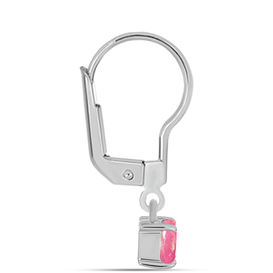 Stříbro 925/1000 - Náušnice s Růžovým Opálem z Lega Dembi - Karátové číslo: 0.42. přibližná hmotnost: 1.39 gramů