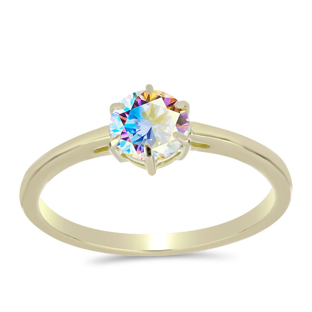 Pozlacený Stříbrný Prsten s Ledovým Moissanitem