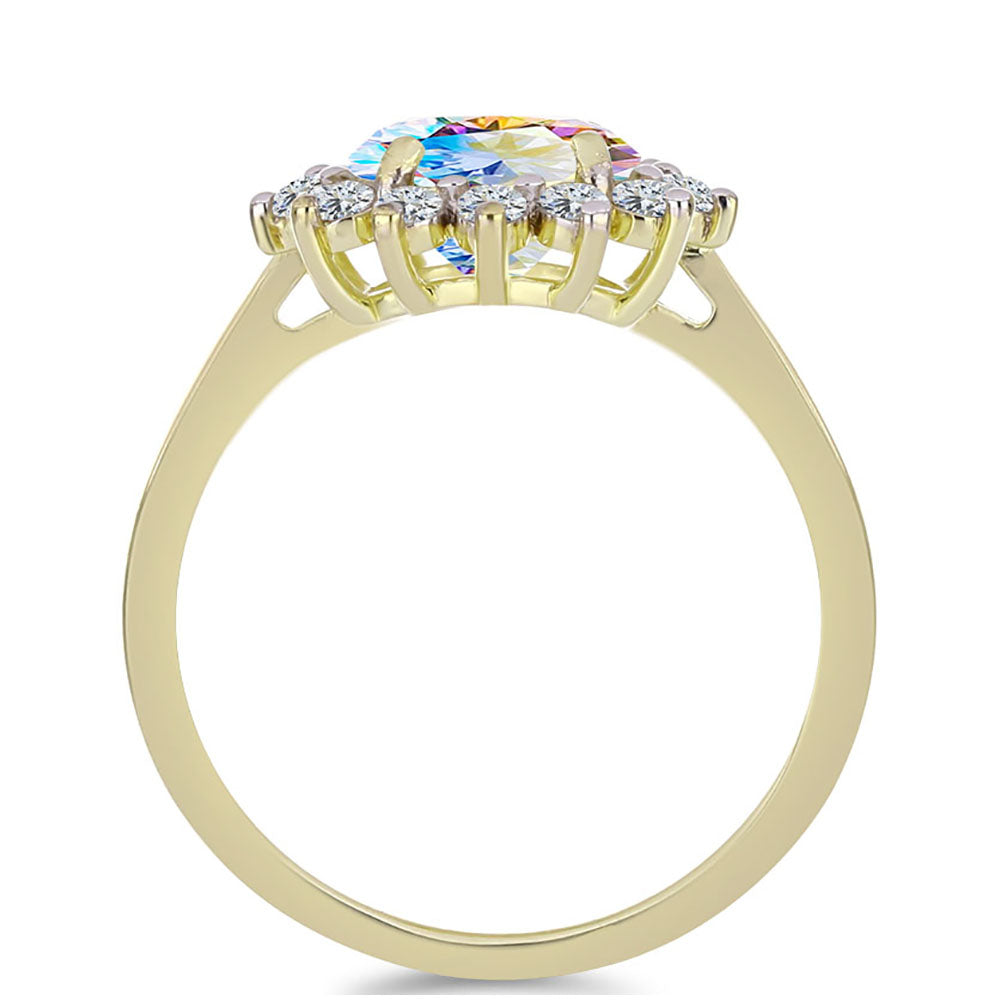 Pozlacené stříbro 925/1000 Prsten s Ledovým Moissanitem a Bílým Topazem - Karátové číslo: 2.3. přibližná hmotnost: 3.11 gramů 2 