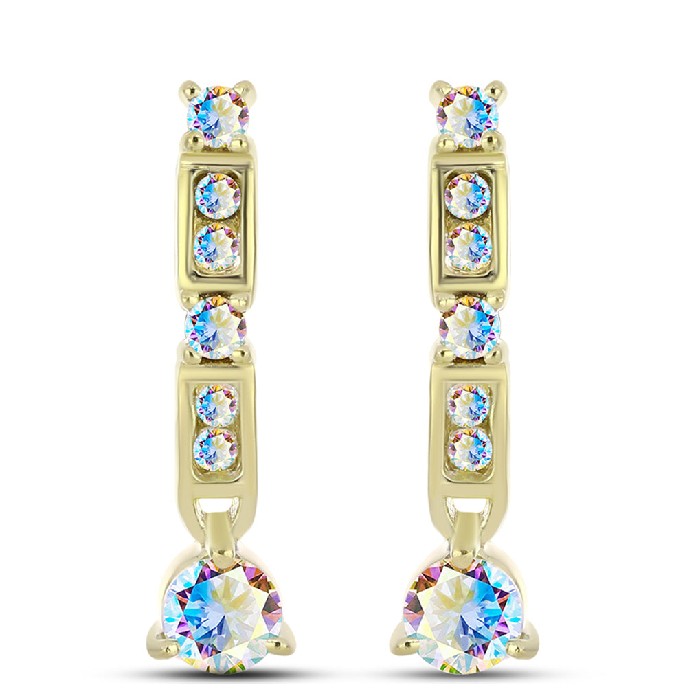 Pozlacené stříbro 925/1000 Náušnice s Ledovým Moissanitem - Karátové číslo: 0.73. přibližná hmotnost: 3.26 gramů 1 