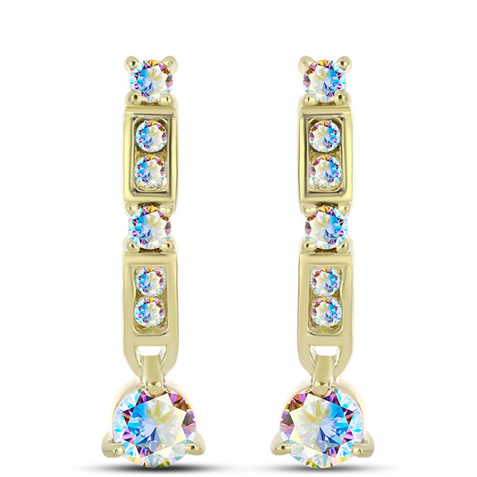 Pozlacené stříbro 925/1000 Náušnice s Ledovým Moissanitem - Karátové číslo: 0.73. přibližná hmotnost: 3.26 gramů