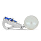 Stříbro 925/1000 - Přívěsek s Australským Modrým Safírem a Bílou Sladkovodní Perlou - Karátové číslo: 4.41. přibližná hmotnost: 1.95 gramů
