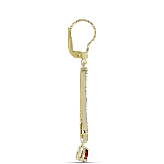 Pozlacené stříbro 925/1000 Náušnice s Bartonským Granátem a Bílým Topazem - Karátové číslo: 1.88. přibližná hmotnost: 4.66 gramů