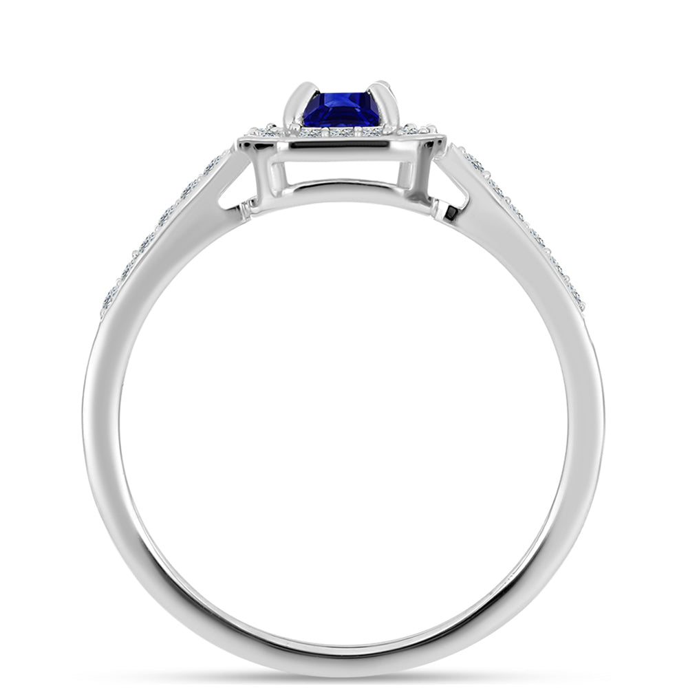 Stříbro 925/1000 - Prsten s Australským Modrým Safírem a Bílým Topazem - Karátové číslo: 0.78. přibližná hmotnost: 2.43 gramů 2 