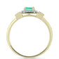 Pozlacené Stříbro 925/1000 - Prsten s Kolumbijským Smaragdem a Bílým Diamantem - Karátové číslo: 0.86. přibližná hmotnost: 2.06 gramů