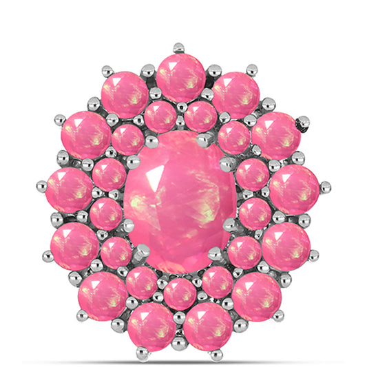 Stříbro 925/1000 - Brož s Růžovým Opálem z Lega Dembi - Karátové číslo: 2.28. přibližná hmotnost: 3.15 gramů