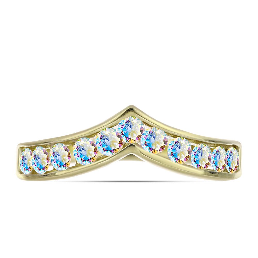 Pozlacené stříbro 925/1000 Prsten s Ledovým Moissanitem - Karátové číslo: 0.66. přibližná hmotnost: 2.7 gramů 1 