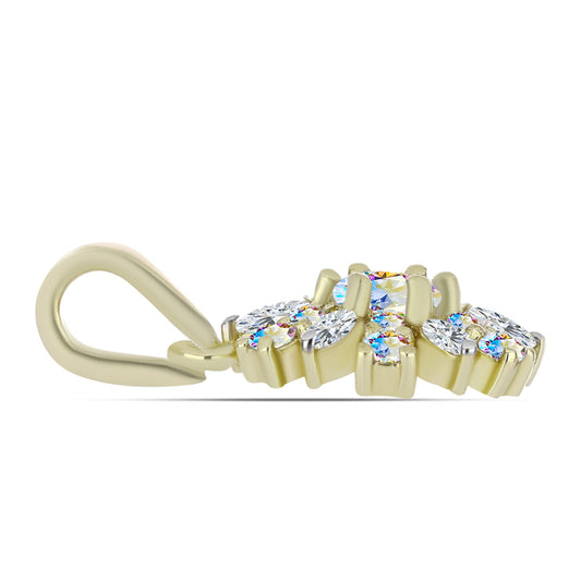 Pozlacené Stříbro 925/1000 - Přívěsek s Ledovým Moissanitem a Bílým Zirkonem - Karátové číslo: 0.76. přibližná hmotnost: 1.5 gramů