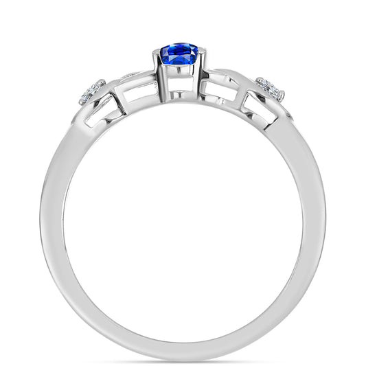 Stříbrný Prsten s Australským Modrým Safírem a Bílým Topazem