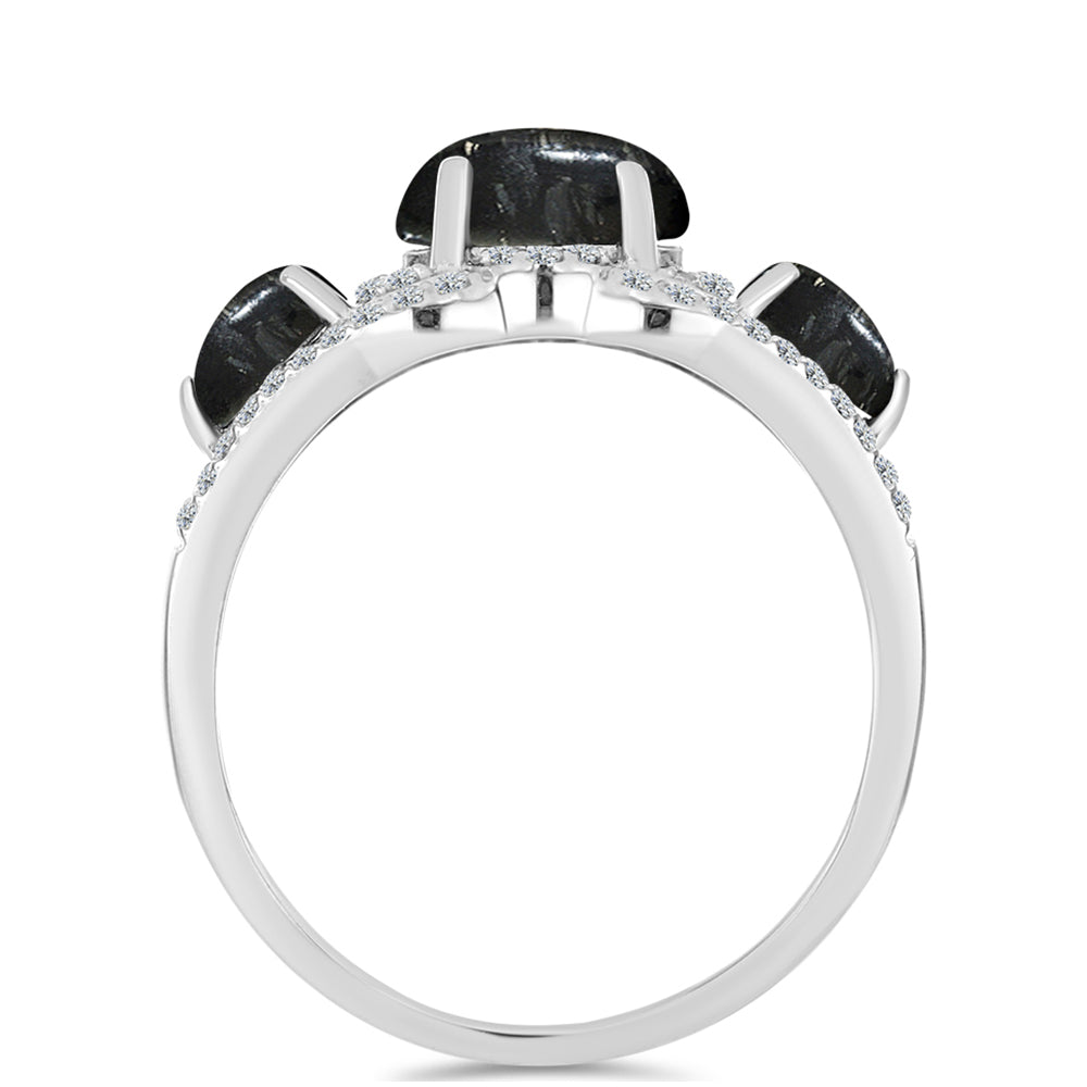 Stříbro 925/1000 - Prsten s Picasso Jaspisem a Bílým Topazem - Karátové číslo: 2.48. přibližná hmotnost: 2.85 gramů 2 