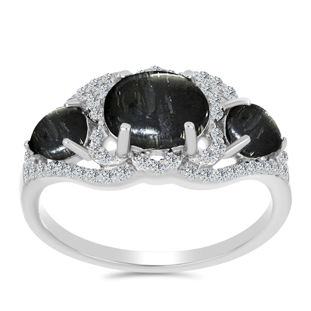 Stříbro 925/1000 - Prsten s Picasso Jaspisem a Bílým Topazem - Karátové číslo: 2.48. přibližná hmotnost: 2.85 gramů 3 