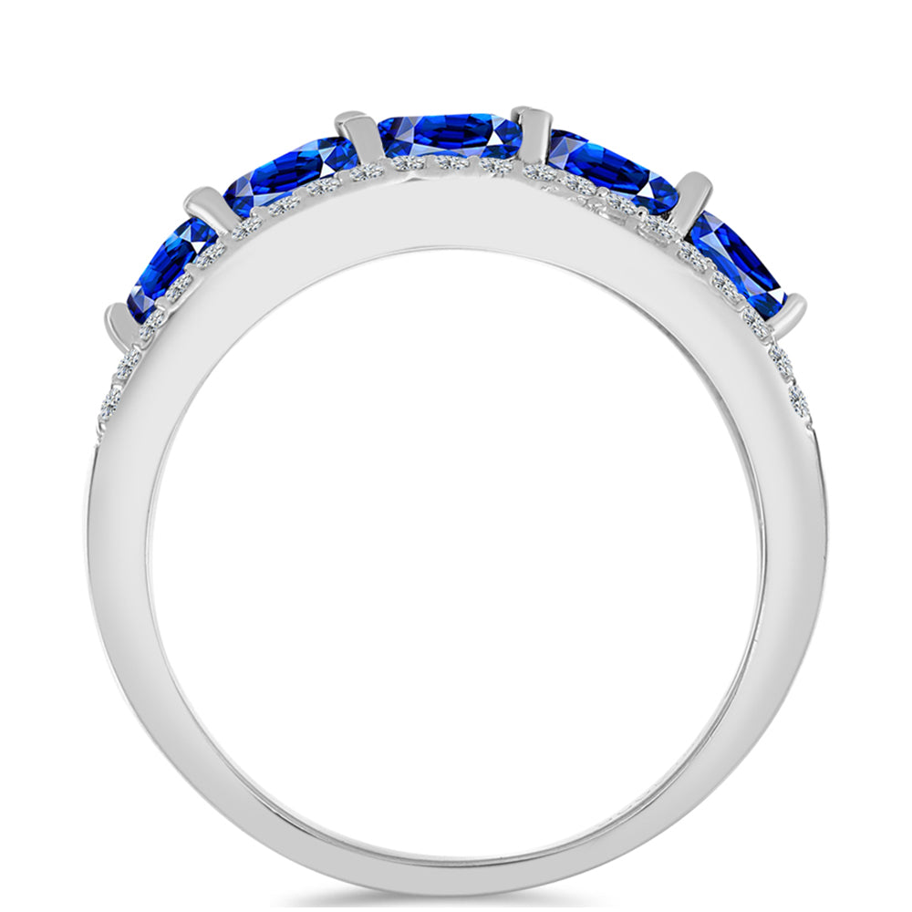 Stříbro 925/1000 - Prsten s Australským Modrým Safírem a Bílým Topazem - Karátové číslo: 2.23. přibližná hmotnost: 4.02 gramů