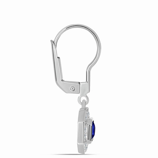 Stříbro 925/1000 - Náušnice s Australským Modrým Safírem a Bílým Topazem - Karátové číslo: 1.35. přibližná hmotnost: 2.67 gramů