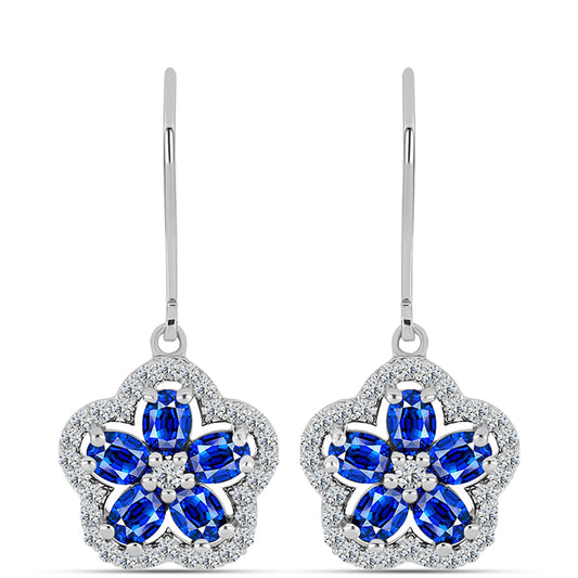 Stříbrné Náušnice s Australským Modrým Safírem a Bílým Topazem