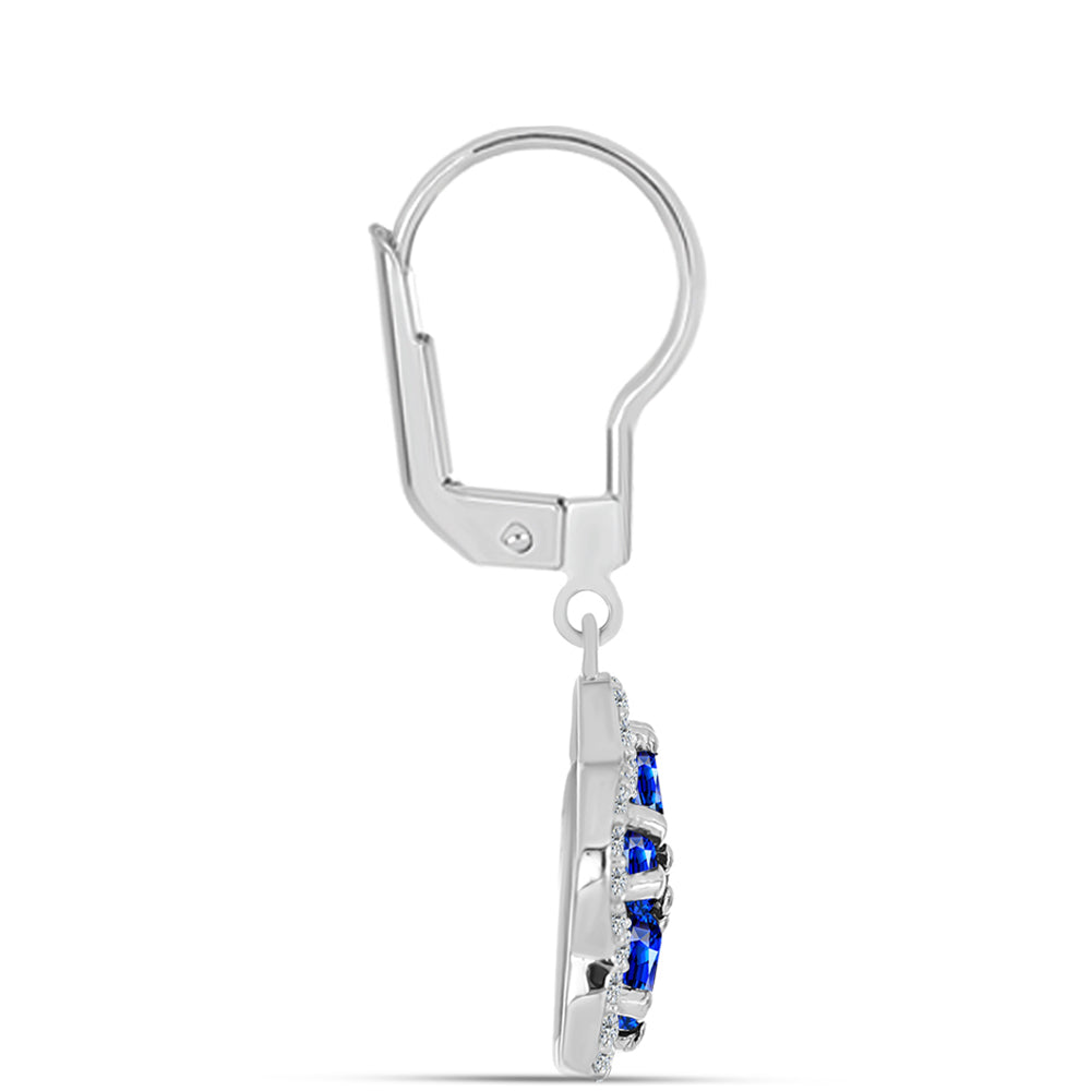 Stříbrné Náušnice s Australským Modrým Safírem a Bílým Topazem 2 