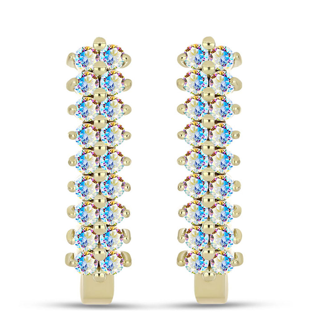 Pozlacené Stříbro 925/1000 - Náušnice s Ledovým Moissanitem - Karátové číslo: 0.91. přibližná hmotnost: 4.19 gramů