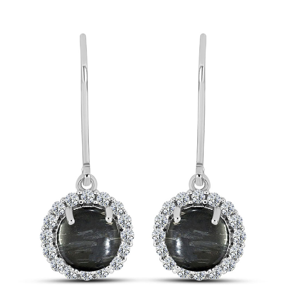 Stříbro 925/1000 - Náušnice s Picasso Jaspisem a Bílým Topazem - Karátové číslo: 3.79. přibližná hmotnost: 3.19 gramů 1 