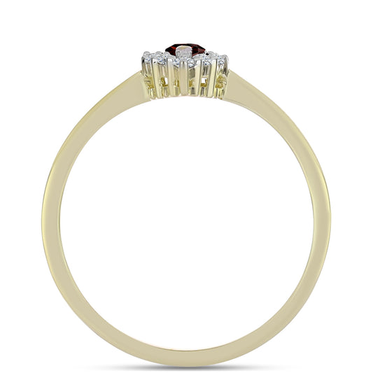 Pozlacené Stříbro 925/1000 - Prsten s Bartonským Granátem a Bílým Topazem - Karátové číslo: 0.52. přibližná hmotnost: 2.19 gramů