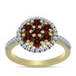 Pozlacené stříbro 925/1000 Prsten s Bartonským Granátem a Bílým Topazem - Karátové číslo: 1.24. přibližná hmotnost: 3.26 gramů