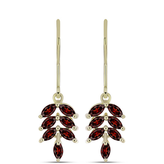 Pozlacené stříbro 925/1000 Náušnice s Bartonským Granátem - Karátové číslo: 1.46. přibližná hmotnost: 2.61 gramů