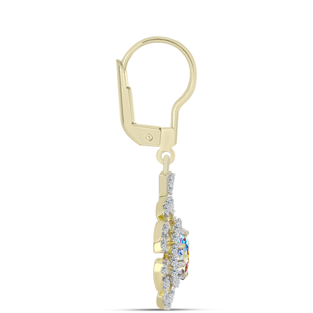 Pozlacené Stříbrné Náušnice s Ledovým Moissanitem a Bílým Topazem 2 