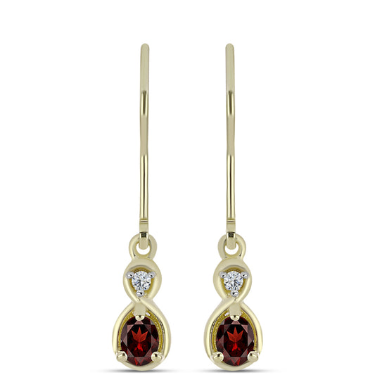 Pozlacené Stříbro 925/1000 - Náušnice s Bartonským Granátem a Bílým Topazem - Karátové číslo: 0.46. přibližná hmotnost: 1.81 gramů