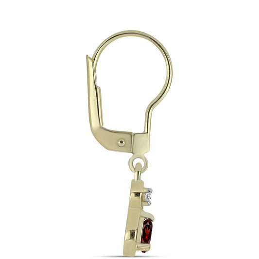 Pozlacené Stříbro 925/1000 - Náušnice s Bartonským Granátem a Bílým Topazem - Karátové číslo: 0.46. přibližná hmotnost: 1.81 gramů