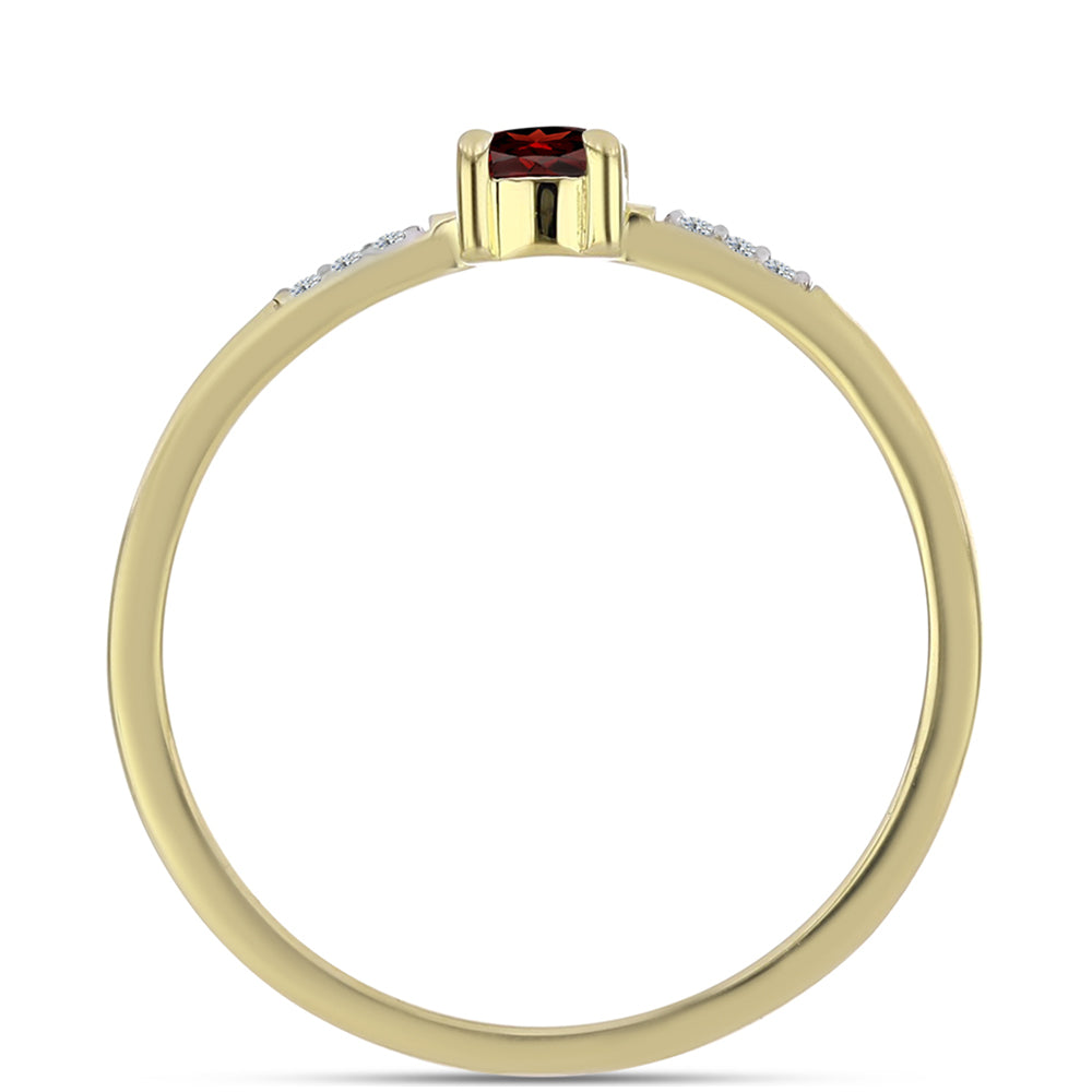 Pozlacené Stříbro 925/1000 - Prsten s Bartonským Granátem a Bílým Topazem - Karátové číslo: 0.36. přibližná hmotnost: 1.49 gramů