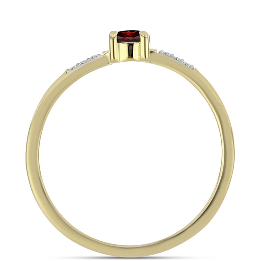 Pozlacené Stříbro 925/1000 - Prsten s Bartonským Granátem a Bílým Topazem - Karátové číslo: 0.36. přibližná hmotnost: 1.49 gramů