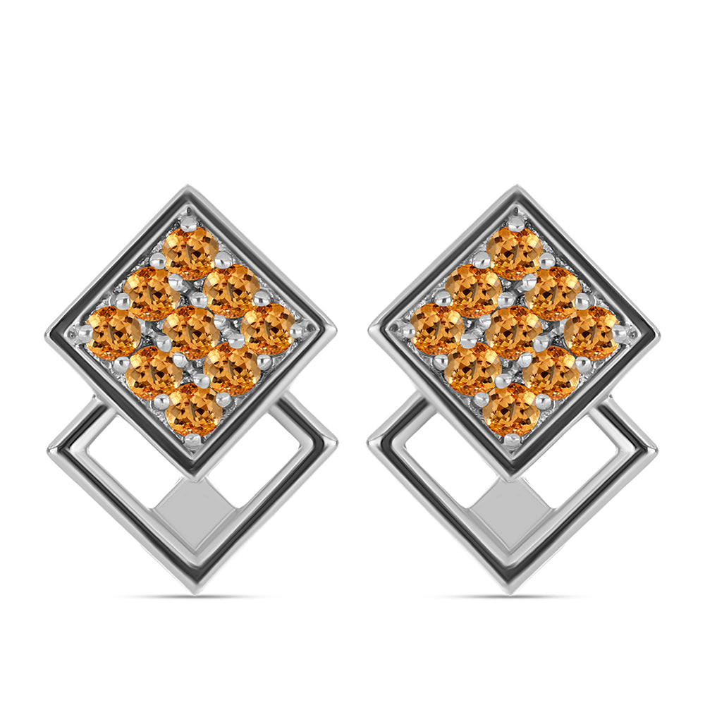 Stříbro 925/1000 - Náušnice s "Císařským žlutým" topazem - Karátové číslo: 0.74. přibližná hmotnost: 4.21 gramů 1 