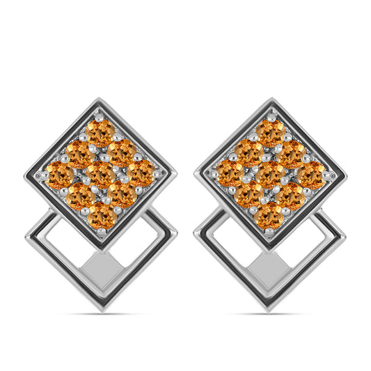 Stříbro 925/1000 - Náušnice s "Císařským žlutým" topazem - Karátové číslo: 0.74. přibližná hmotnost: 4.21 gramů