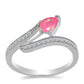 Stříbro 925/1000 - Prsten s Růžovým Opálem z Lega Dembi a Bílým Topazem - Karátové číslo: 0.42. přibližná hmotnost: 2.18 gramů