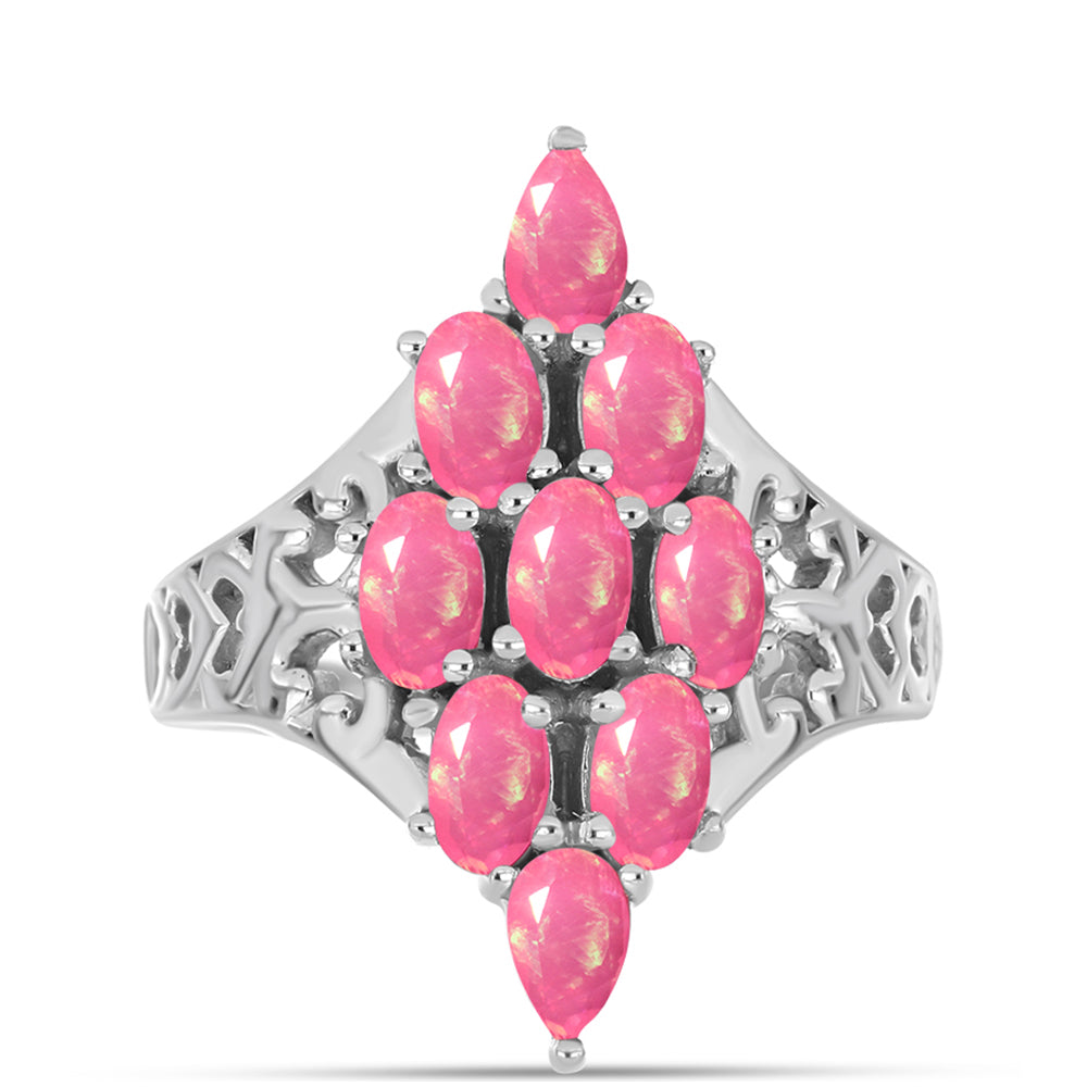 Stříbrný Prsten s Růžovým Opálem z Lega Dembi